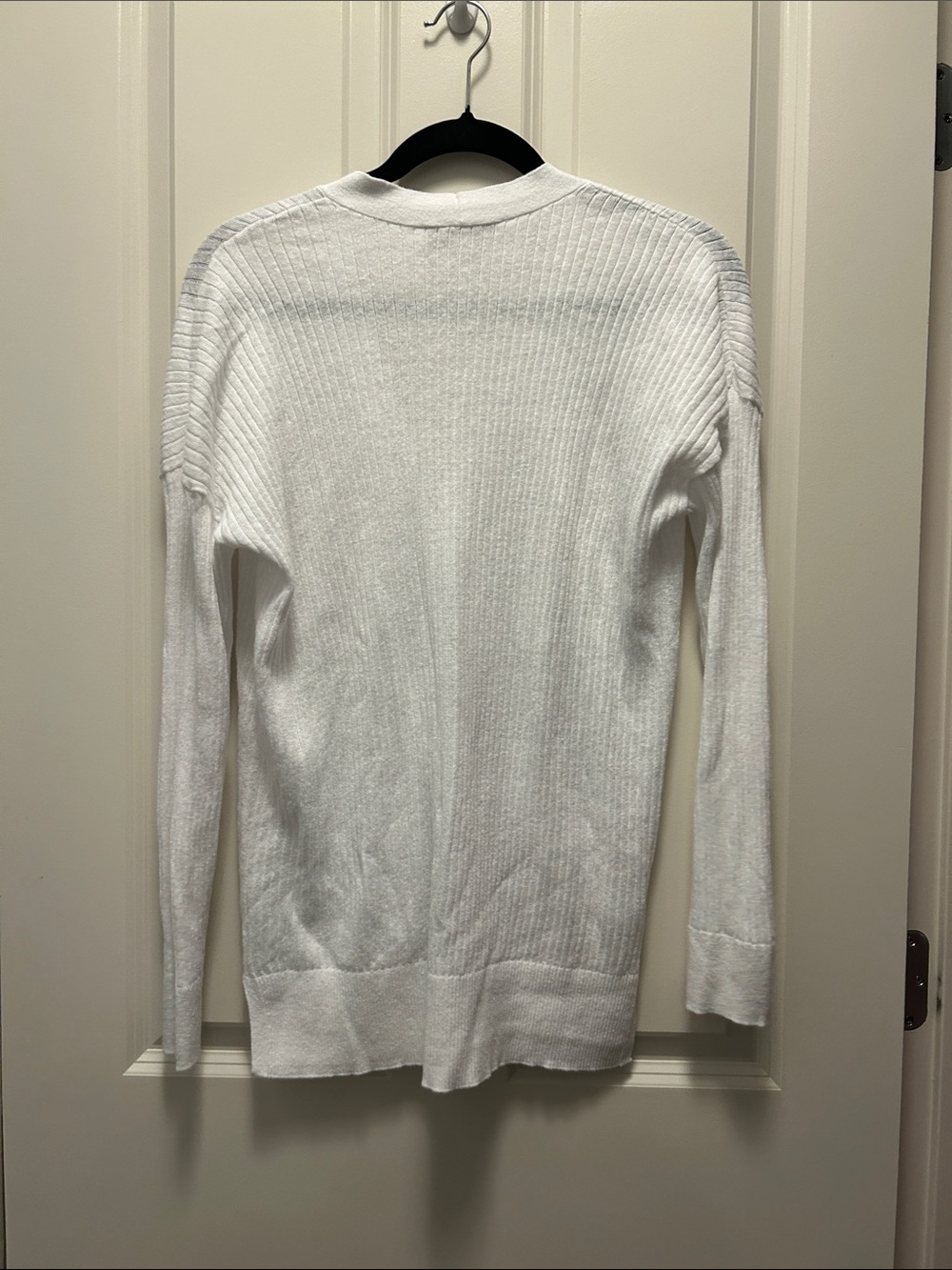 LOFT White Button-Front Lightweight Ribbed Cardigan - Picture 5 of 6